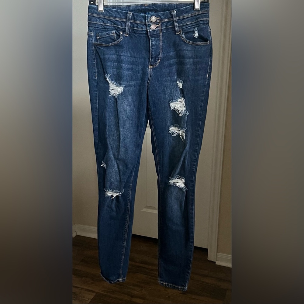Blue Spice Distressed Skinny Jeans